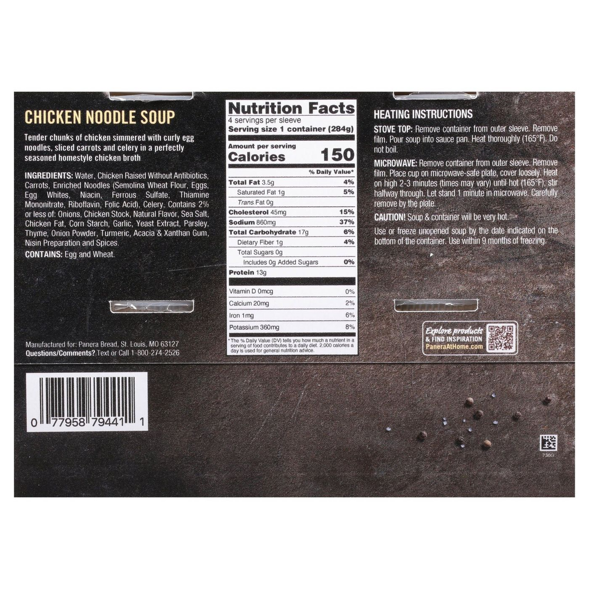 Panera Bread Chicken Noodle Soup, 10 oz, 4-count