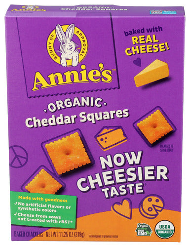 Annie's Homegrown Organic Cheddar Squares Baked Snack Crackers, 11.25 oz