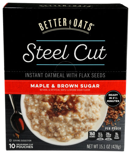 Better Oats Steel Cut Maple & Brown Sugar, 15.1 oz