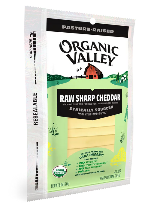 Organic Valley Organic Raw Sharp Cheddar Cheese Slices, 6 oz