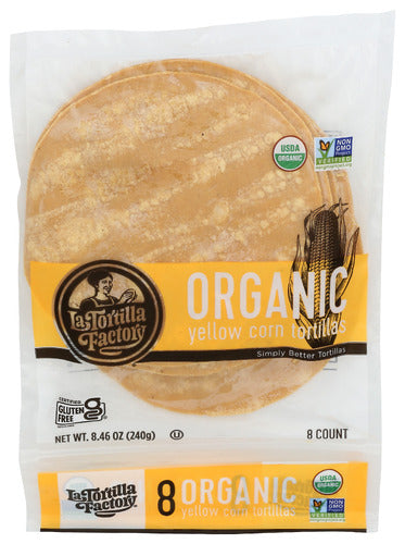 La Tortilla Factory Organic Non-GMO Yellow Corn Tortillas, 8 ct