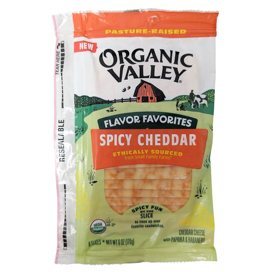 Organic Valley Organic Spicy Cheddar Cheese Slices, 6 oz