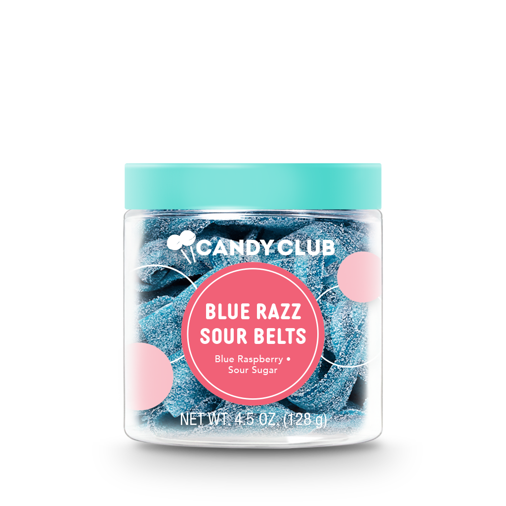 Candy Club Blue Razz Sour Belts, 4.5 oz