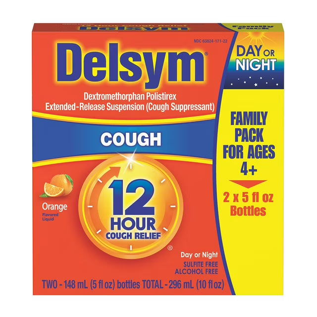 Delsym 12-Hr. Cough Relief Liquid, Orange 2 pk., 5 fl. oz./pk