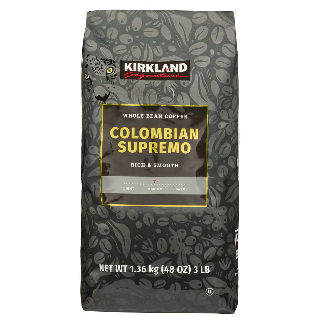 Kirkland Signature Colombian Supremo Coffee, Whole Bean, 3 lbs