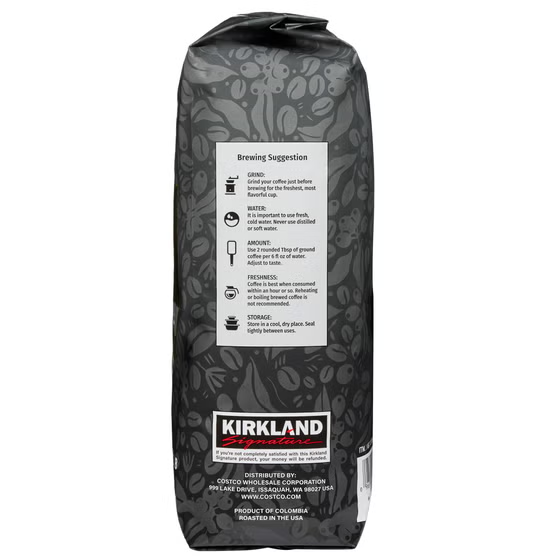 Kirkland Signature Colombian Supremo Coffee, Whole Bean, 3 lbs