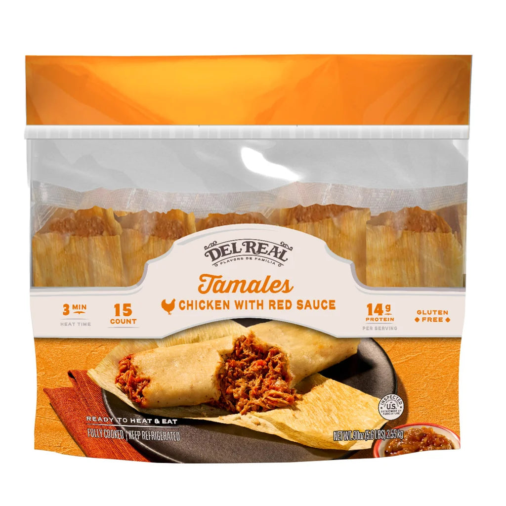 Del Real Foods Chicken Tamales in Red Sauce, 15 ct