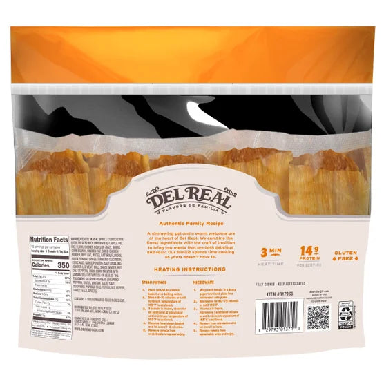 Del Real Foods Chicken Tamales in Red Sauce, 15 ct