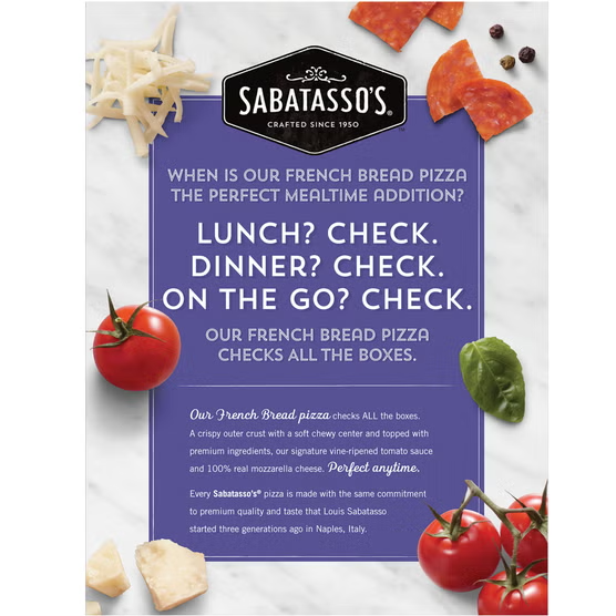 Sabatasso's French Bread Pepperoni Pizza, 9 ct