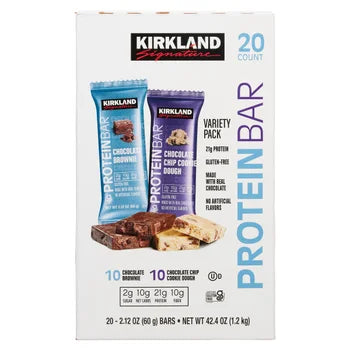 Kirkland Protein Bar Variety Pack Chocolate Chip Cookie Dough/Brownie 20 count