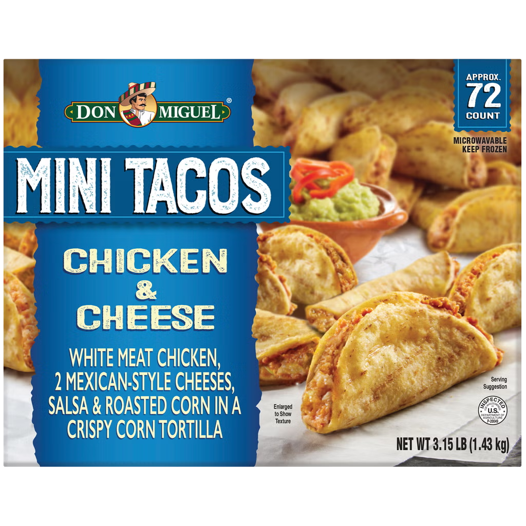 Don Miguel Mini Tacos, Chicken & Cheese, 72 ct