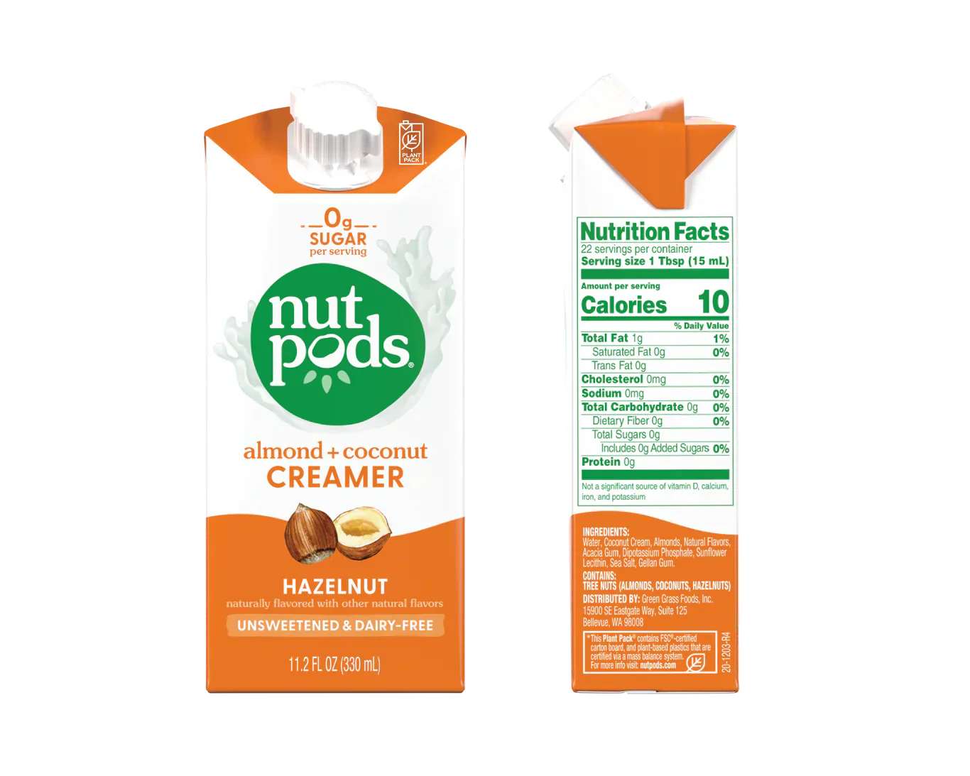 nutpods Unsweetened Hazelnut, Almond + Coconut Creamer, 11.2 oz