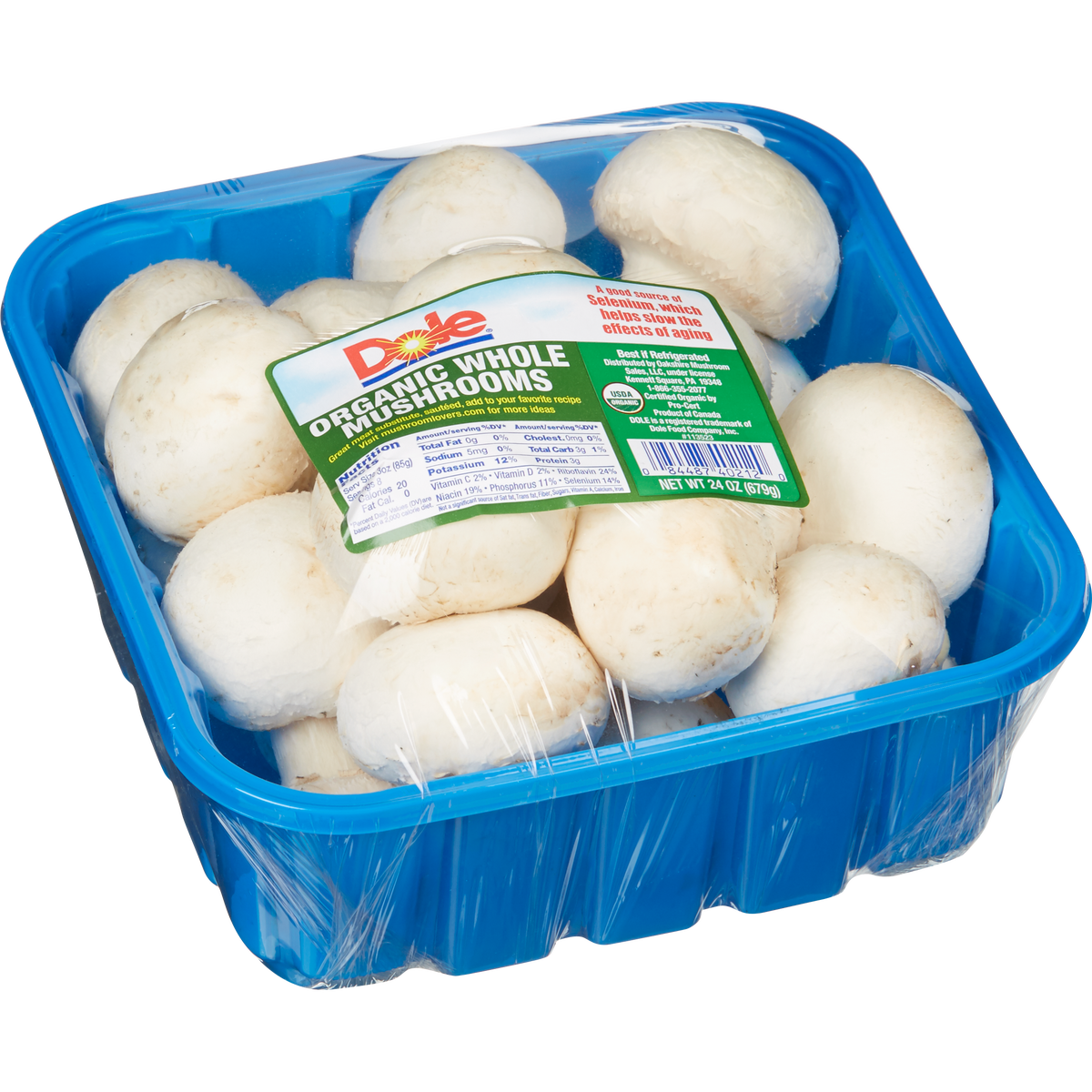 Organic White Mushrooms, 24 oz
