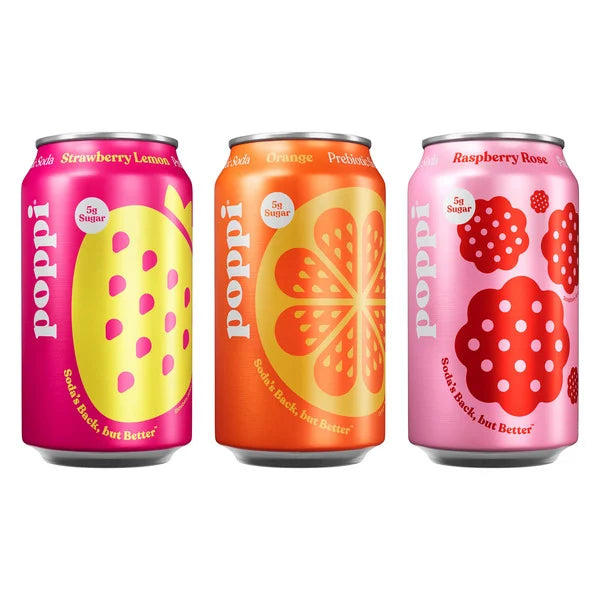 Poppi Prebiotic Soda Juicy Faves Variety Pack 15 ct, 12 oz
