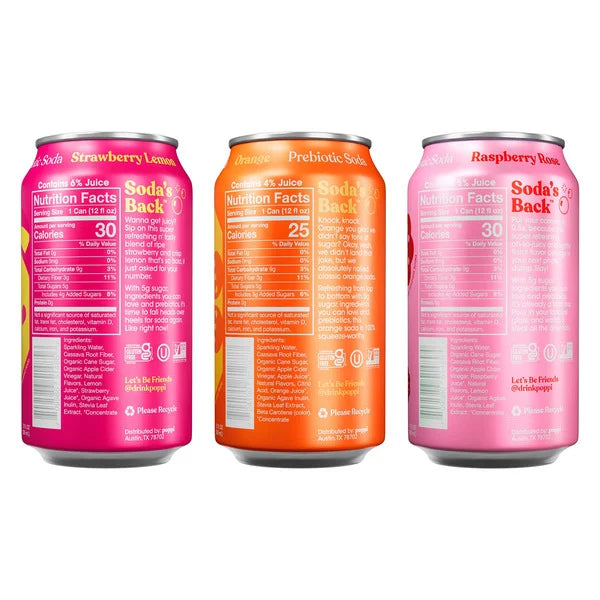 Poppi Prebiotic Soda Juicy Faves Variety Pack 15 ct, 12 oz