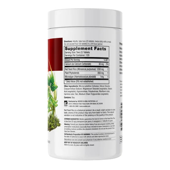 Weider Red Yeast Rice Plus 1200 mg, 240 Tablets