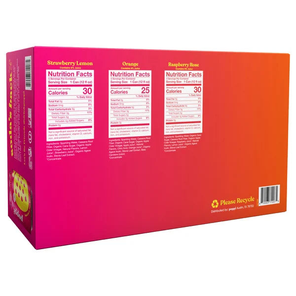 Poppi Prebiotic Soda Juicy Faves Variety Pack 15 ct, 12 oz