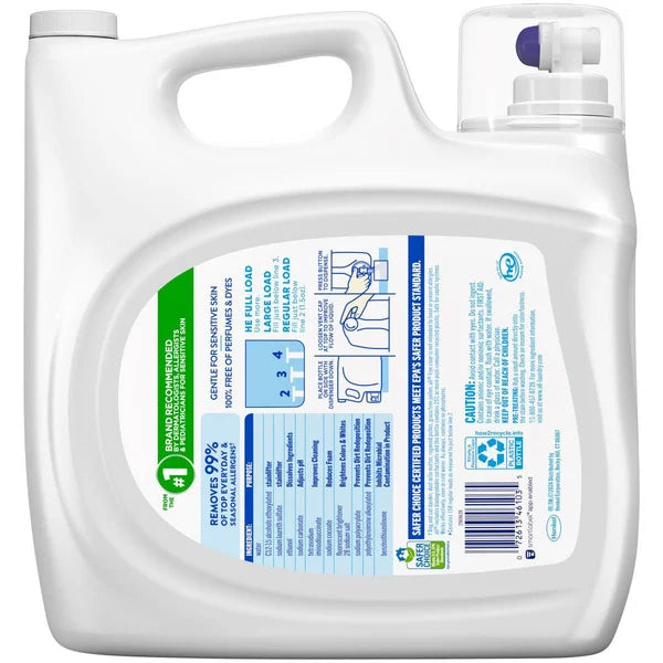 All Liquid Laundry Detergent, Free Clear Plus, HE Compatible, Unscented, 237 fl oz