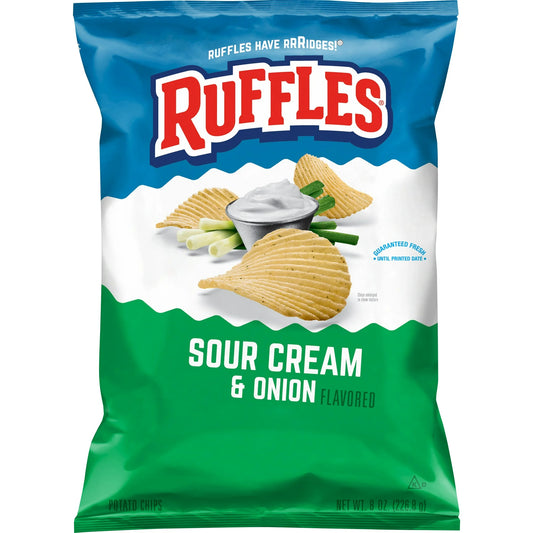 Ruffles Sour Cream & Onion Flavored Potato Chips, 8 oz