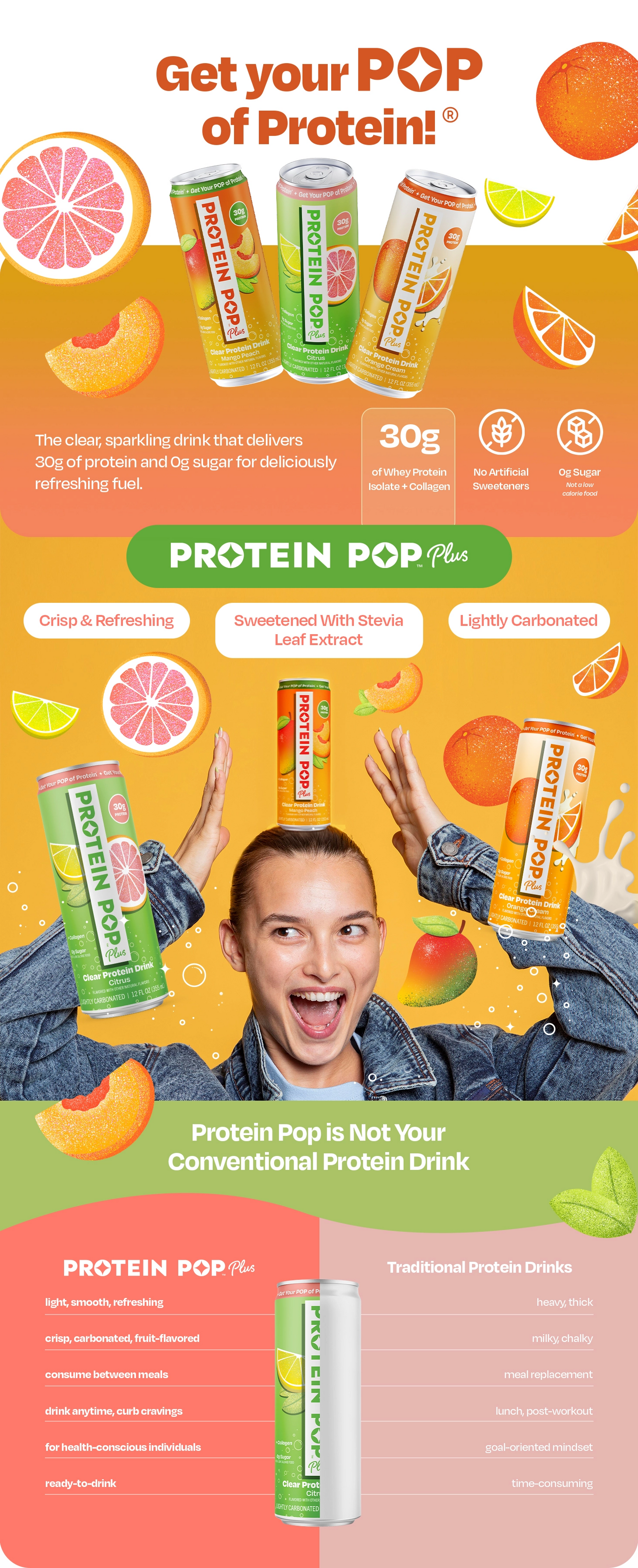 Protein Pop 30g Clear RTD Variety Pack, 15-count
