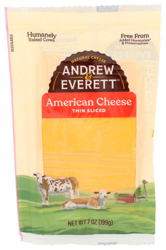 Andrew & Everett Sliced Yellow American Cheese, 7 oz