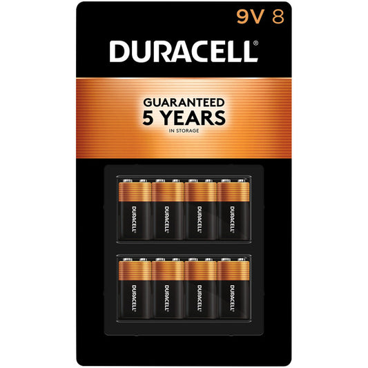 Duracell Coppertop Alkaline 9 Volt Batteries, 8 ct