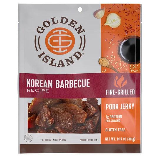 Golden Island Pork Jerky Pieces, Korean Barbecue, 14.5 oz