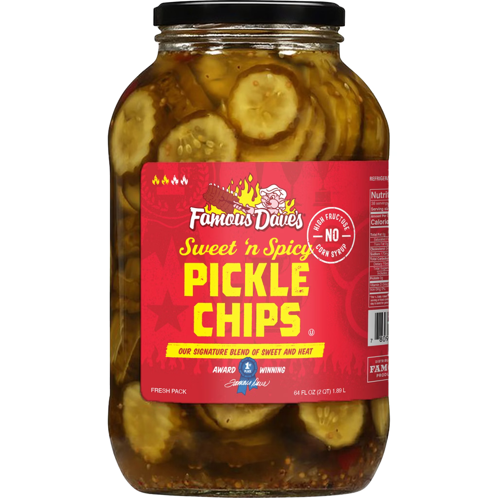 Famous Dave's Sweet 'n Spicy Pickle Chips, 64 fl oz