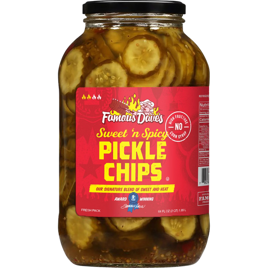 Famous Dave's Sweet 'n Spicy Pickle Chips, 64 fl oz