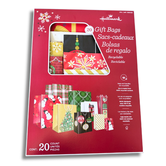 Hallmark Holiday Recyclable Gift Bags, 20-count, Red