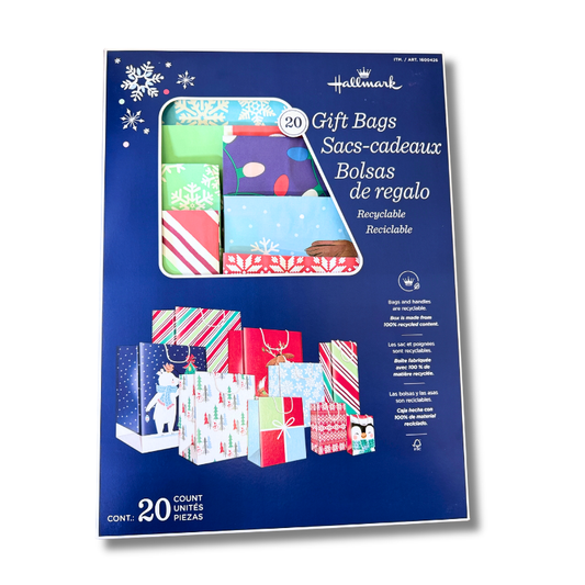 Hallmark Holiday Recyclable Gift Bags, 20-count, Blue