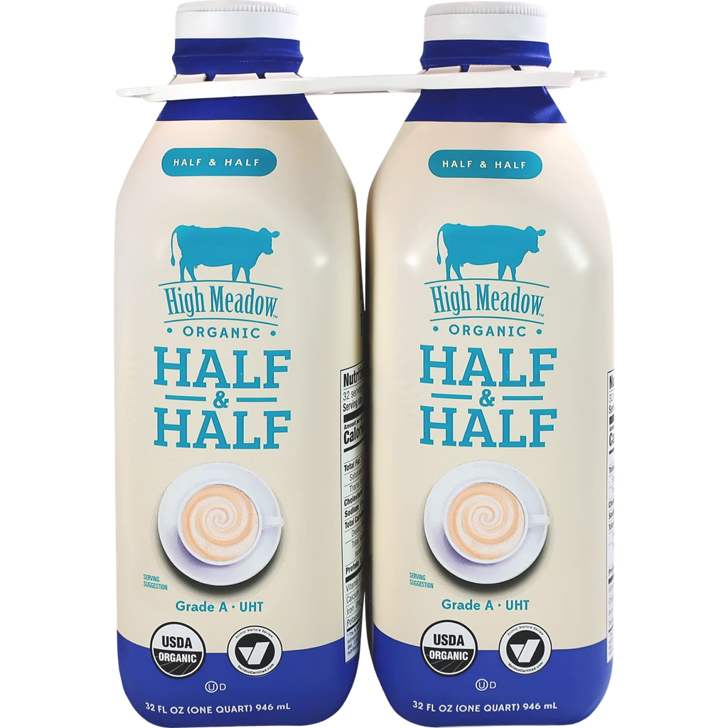 High Meadow Organic Half & Half, 32 fl oz, 2 ct