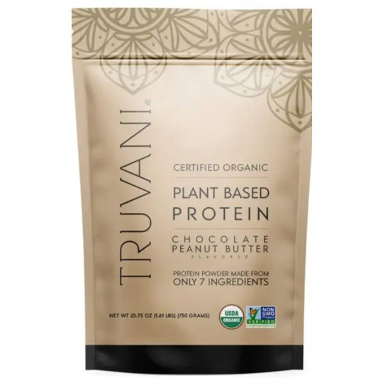 Truvani Organic Chocolate Peanut Butter Plant Based Protein, 25.75 oz