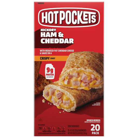 Hot Pockets Hickory Ham and Cheddar, 4.5 oz, 20 ct
