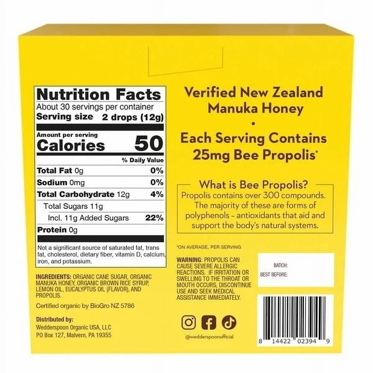 Wedderspoon Organic Manuka Honey Lemon Drops, 60 Count