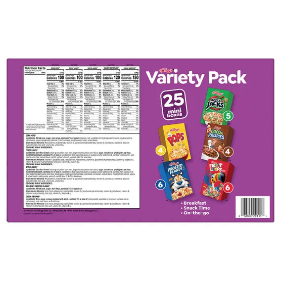 Kellogg's Mini Cereal Box Variety Pack 25 ct