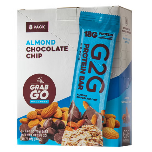 G2G Almond Chocolate Chip Protein Bars, 2.47 oz, 8-count
