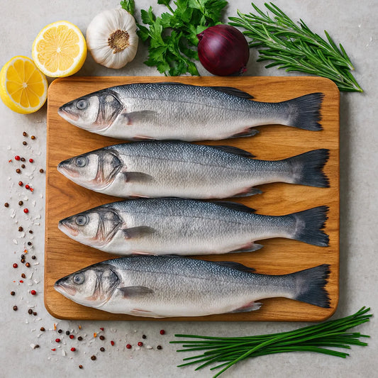 Whole Head On, Cleaned Branzino Fish ($9.99 / lb)