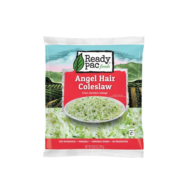 Ready Pac Bistro Angel Hair Coleslaw Green, Shredded, Cabbage Salad Bag, 10.25 oz