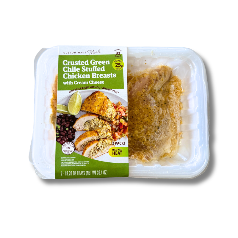 Custom Made Meals Crusted Green Chile Stuffed Chicken Breasts with Cream Cheese, 18.20 oz, 2-count