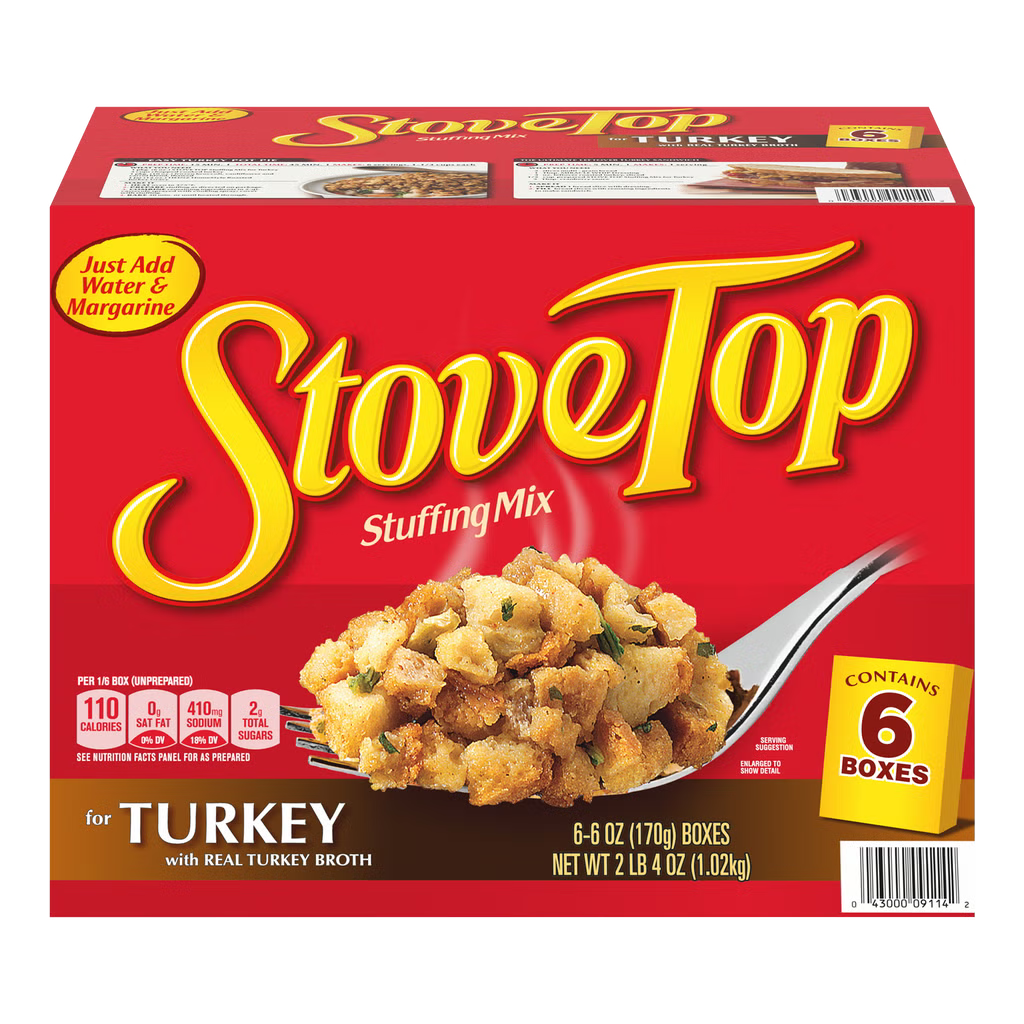 Stove Top Stuffing Mix for Turkey, 6 oz, 6 ct