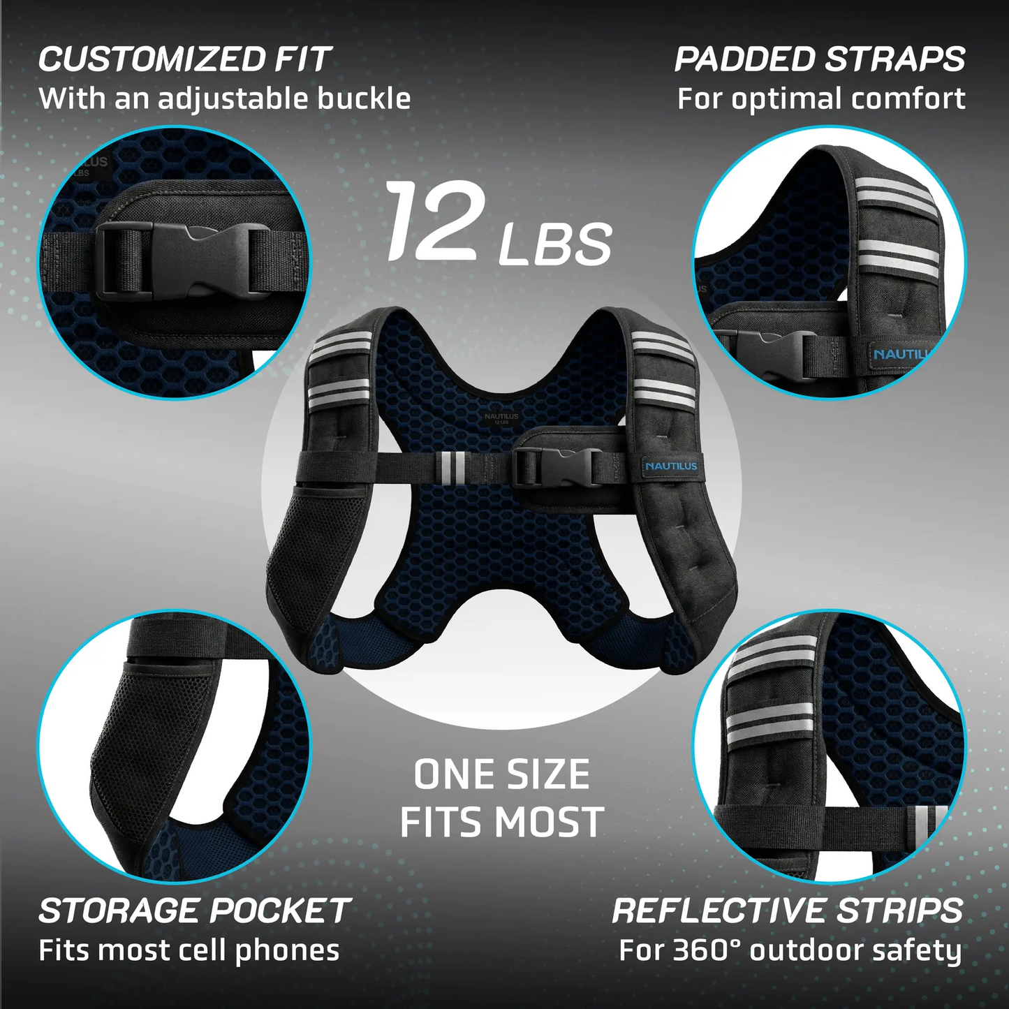 Nautilus Weighted Vest 12 lb. with Adjustable Fit