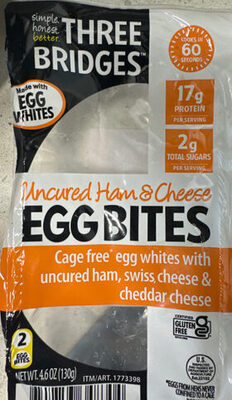 Three Bridges Egg White Bites Ham & Cheese 4 ct, 4.6 oz