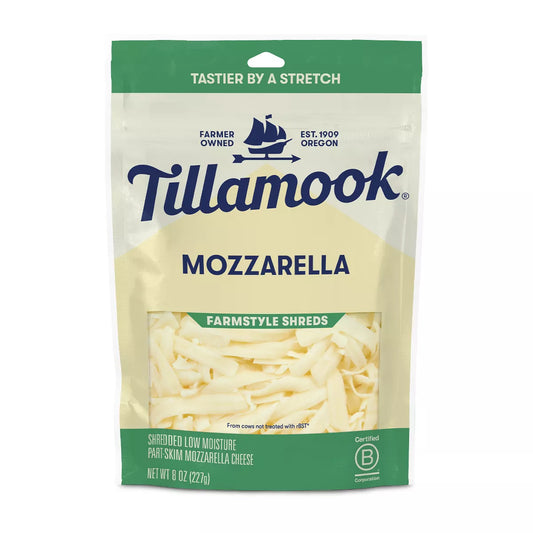 Tillamook Farmstyle Mozzarella Shredded Cheese, 8 oz