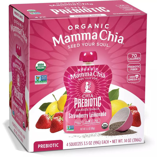 Mamma Chia Strawberry Lemonade Squeeze Vitality Snack, 4 Count