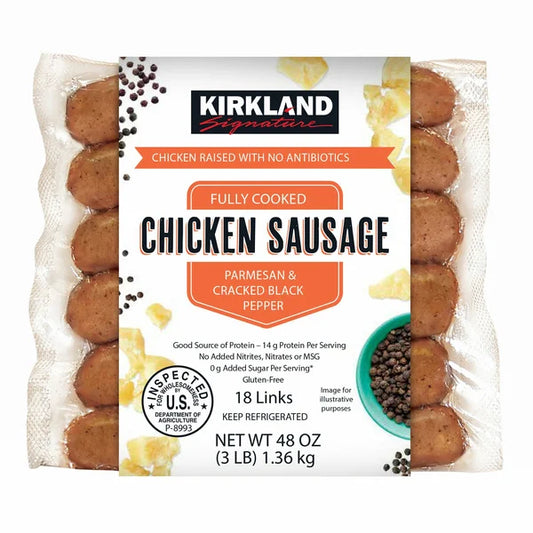 Kirkland Signature Chicken Sausage Links Parmesan & Cracked Black Pepper, 48 oz