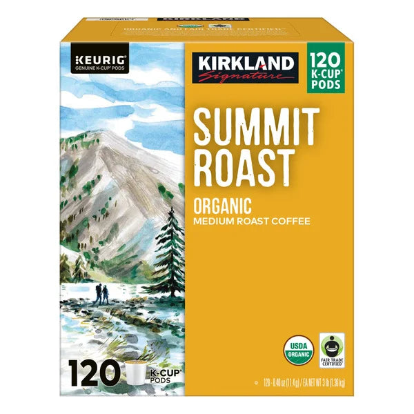 Kirkland Signature Coffee Organic Summit Roast K-Cup Pod, 120 count