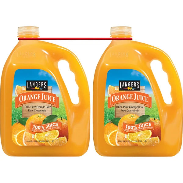 Langers 100% Orange Juice 128 oz, 2 count