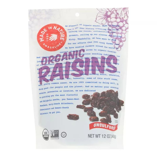 Made In Nature Organic Dried Raisins, 12 oz