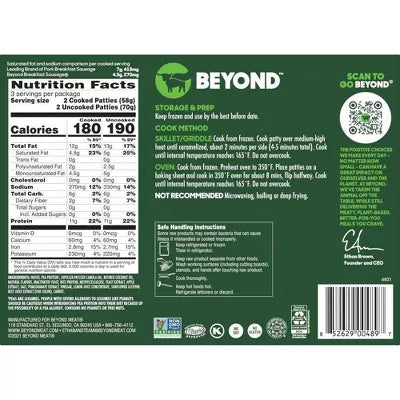 Beyond Meat Original Sausage Patties, 6 Count